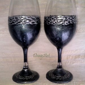 Двойка чаши за червено вино Black and Silver