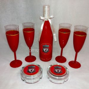 Комплект бутилка, 4 чаши и пепелници Ливърпул - Image 4