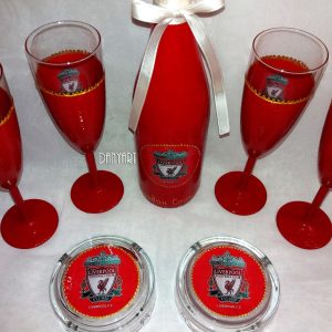 Комплект бутилка, 4 чаши и пепелници Ливърпул - Image 3