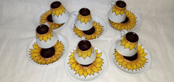 Рисуван комплект за кафе Слънчогледи - Image 3
