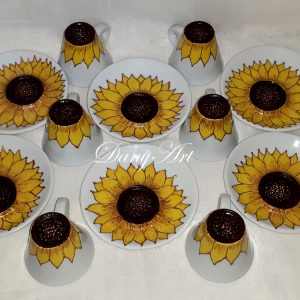 Рисуван комплект за кафе Слънчогледи