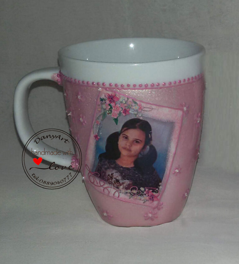 Чаша за топли напитки със снимка в розово
