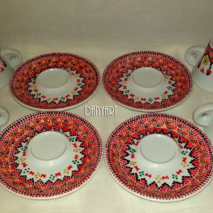 Комплект рисувани чаши за кафе Шевица