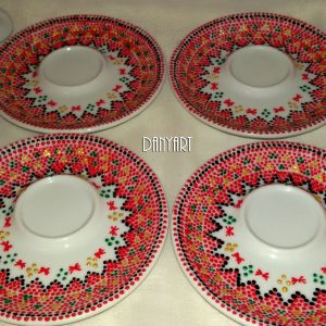 Комплект рисувани чаши за кафе Шевица