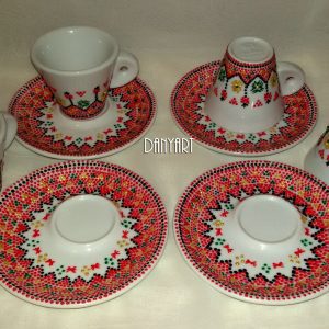 Комплект рисувани чаши за кафе Шевица