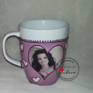 Чаша за топли напитки със снимка в лилаво