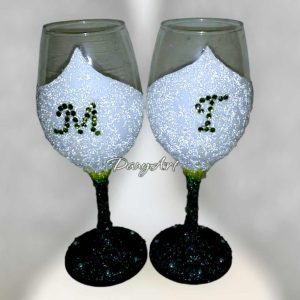 Двойка чаши за вино Кала с инициали - Image 2