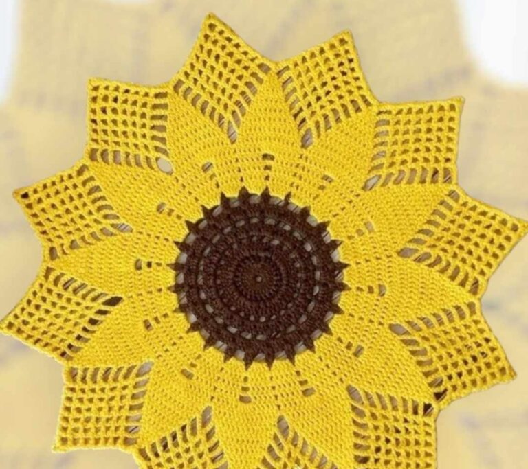 Схема за плетене на една кука – Каре Слънчоглед